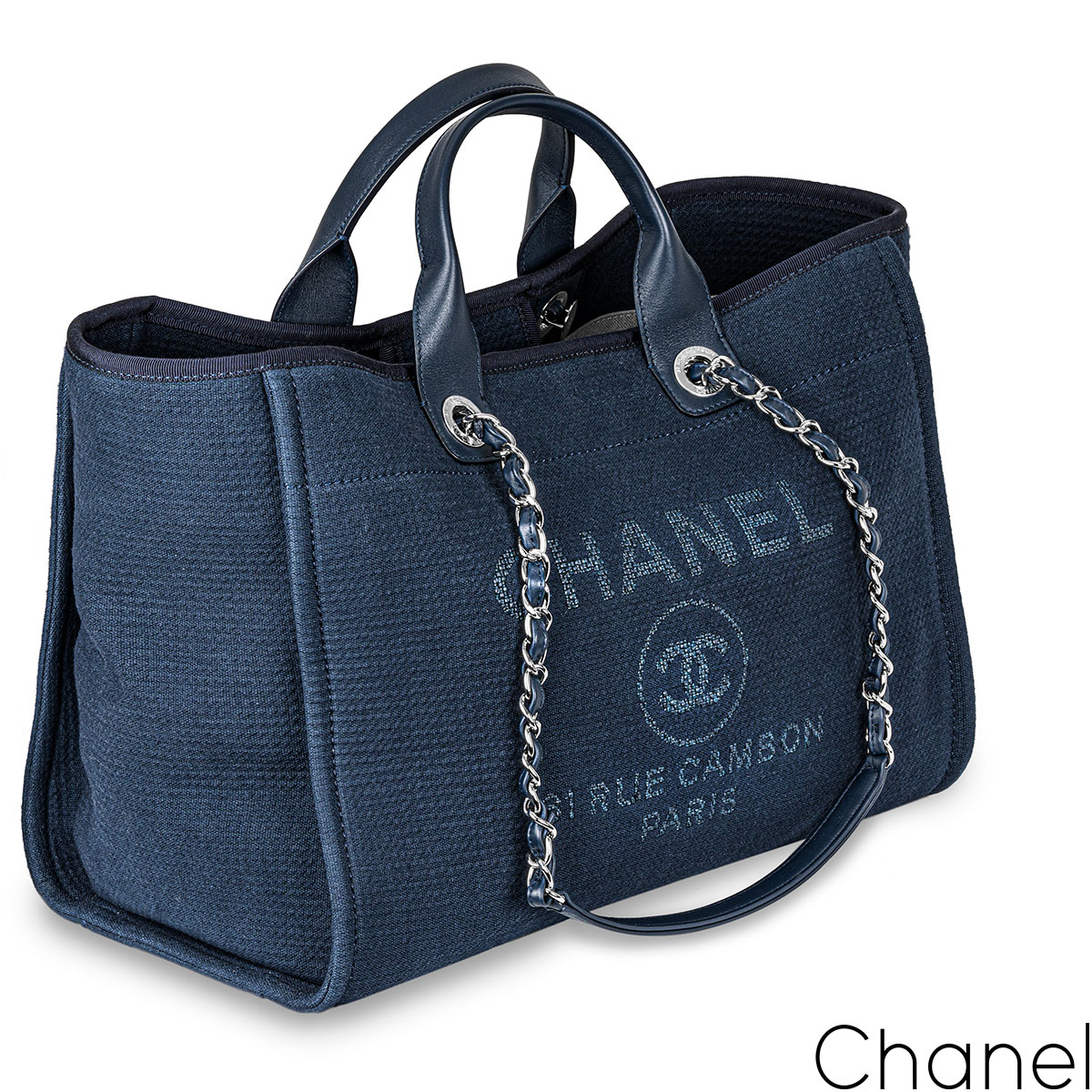 CHANEL, Bags, Chanel Deauville Large Shopping Bag Black Canvas With Silver  Hardware